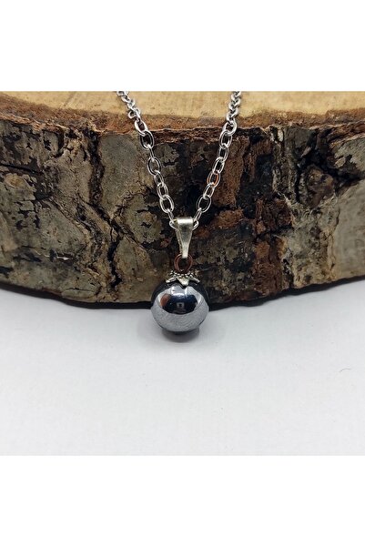 ByKolyeucum Küre Kesim Doğal Terahertz Taşı Kolye