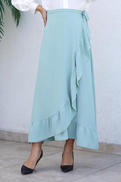 modapinhan Φούστα με σχέδιο με πράσινο βολάν