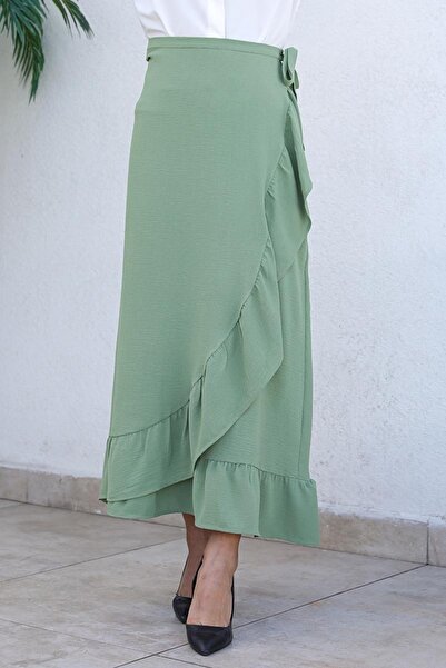 modapinhan ΧΑΚΙ - Φούστα με σχέδιο με βολάν