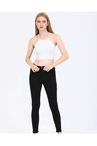 SHEVEGA Jet Black High Waist Skinny Leg Slimfit Skinny Jeans