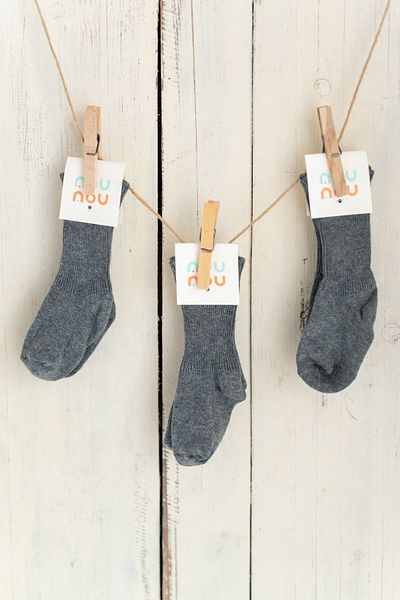 Nou Nou 3-Piece Anthracite Baby Kids Folded Socks