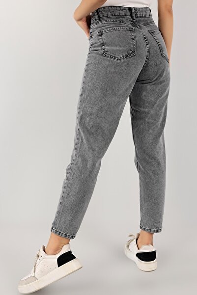 MAKRAS EXCLUSIVE Women's Smoked Color Comfortable Mom Mold High Waist Jean (Buy 1 Size Larger)