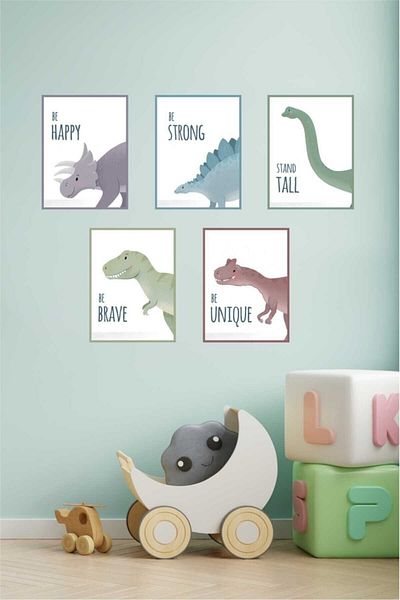 Piksel Grafik Set de poster adeziv cu tematică de dinozauri
