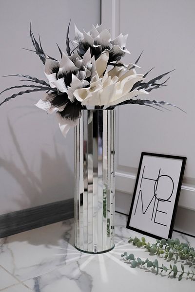 HOMİLA 45 cm White (Silver) Mirrored Vase
