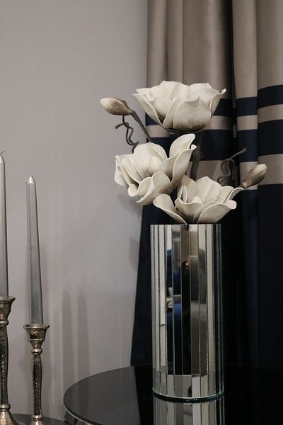 HOMİLA 45 cm White (Silver) Mirrored Vase