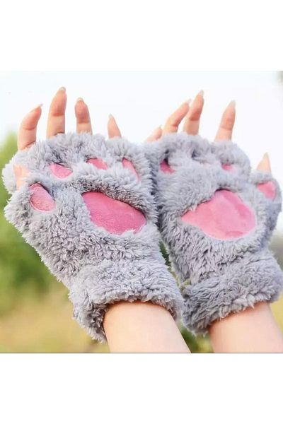 Nanelimonshop Paw Gloves Soft Gray
