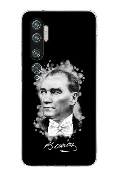 PrintiFy Xiaomi Mi Note 10 Pro Kamera Korumalı Kapak Atatürk Tasarımlı Şeffaf...
