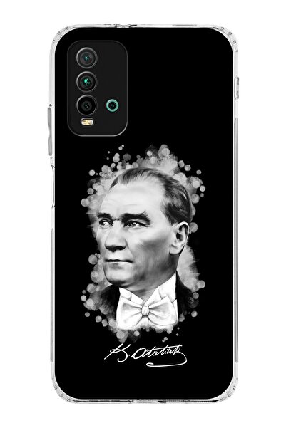 PrintiFy Xiaomi Redmi 9t Kamera Korumalı Kapak Atatürk Tasarımlı Şeffaf Kılıf