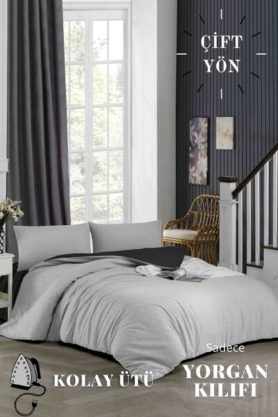 ELY PARKER Husă de pilota reversibilă Easy-Iron - Pat de o persoană (160x220) gri