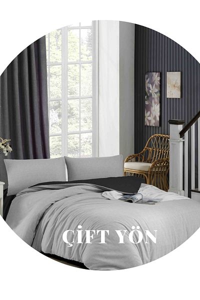 ELY PARKER Husă de pilota reversibilă Easy-Iron - Pat de o persoană (160x220) gri