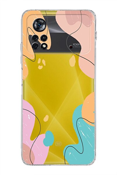 PrintiFy Xiaomi Poco X4 Pro Kamera Korumalı Kapak Karışık Renkler Tasarımlı Ş...