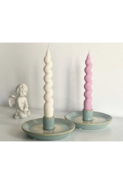 Mumbox mutluluk mum şeklinde 2’li Pembe Ve Beyaz Şamdan Mum