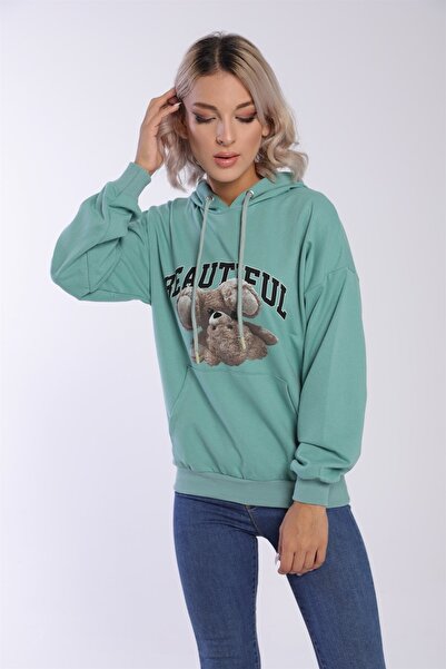 Kadın Ayıcık Baskılı Sweatshirt A23w101-1070