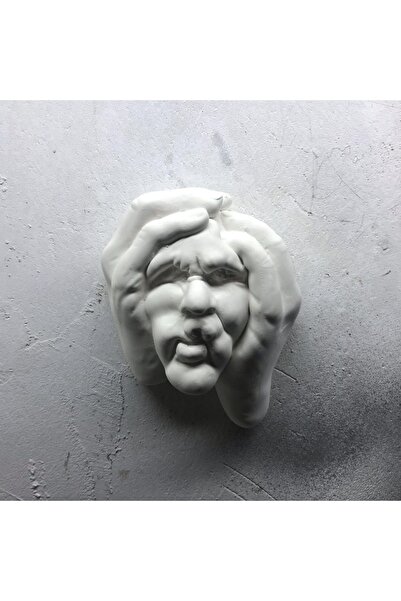 ÖMCTİCARET Sıkılmış Yüz Duvar Tipi Dekoratif Heykel Biblo Obje Dekorasyon(ÖZEL ÜRETİM)