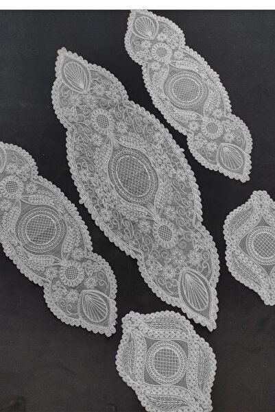 Çt Çeyizci Tekstil طقم غرفة المعيشة وغرفة النوم طقم مفرش طاولة مكون من 5 قطع ...