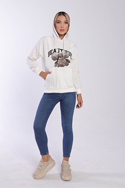 Kadın Ayıcık Baskılı Sweatshirt A23w101-1070