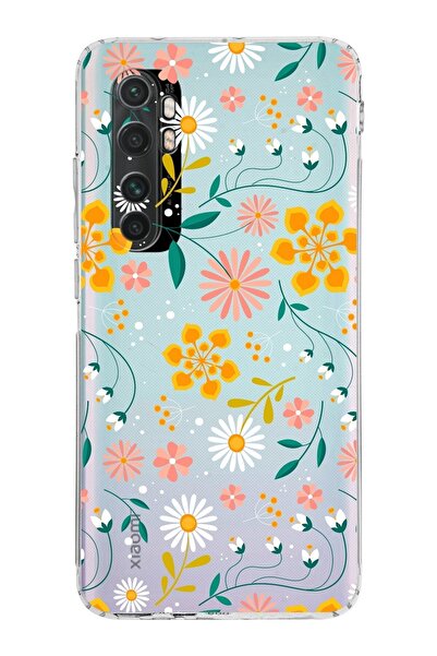 PrintiFy Xiaomi Mi Note 10 Lite Kamera Korumalı Kapak Çiçek Tasarımlı Şeffaf ...