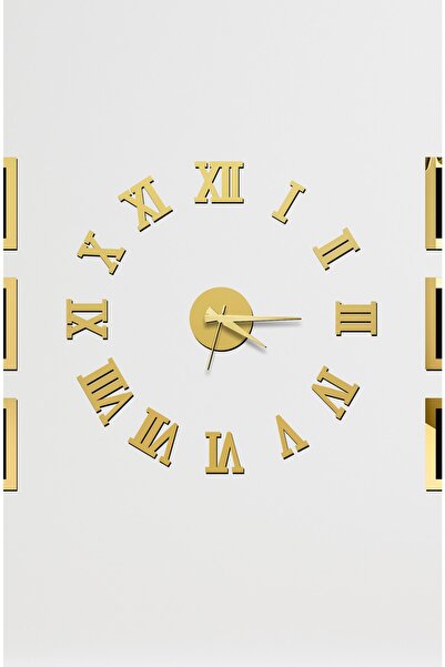 Wooden Factory Time Collection 3d Roma Rakamlı Duvar Saati (ALTIN)