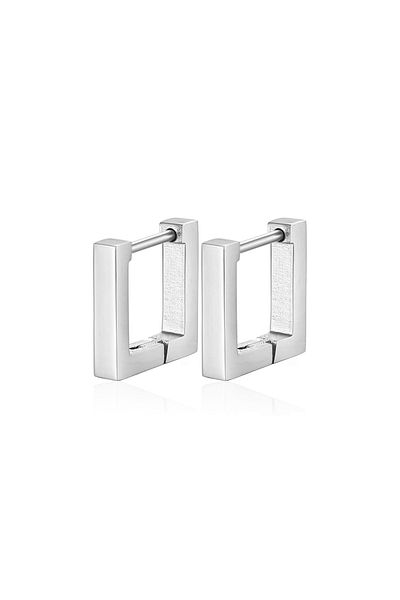 Chavin Steel Square Design Gray Men's Earrings Et10by