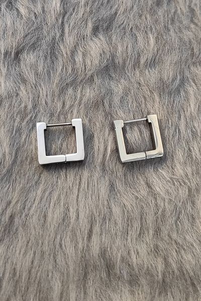 Chavin Steel Square Design Gray Men's Earrings Et10by