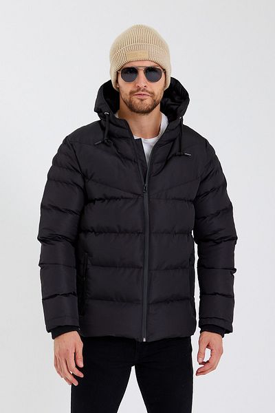 Rompasso Modonwear Men's Black Water and Windproof Fur Lined Coat