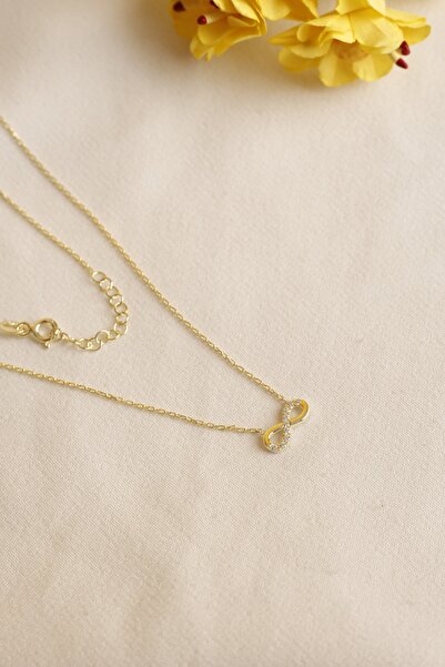 Lia Berto Altın Kaplama Minimal Sonsuzluk 925 Ayar Gümüş Kolye