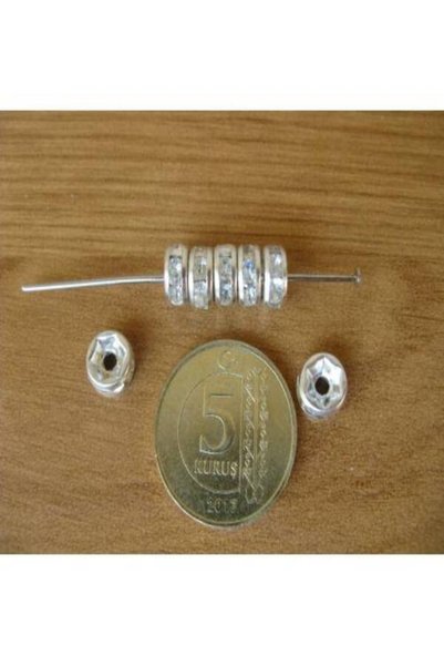 Minart 40 Adet 6mm Parlak Gümüş Kaplama Şeffaf Kristal Taşlı Rondela Bileklik...