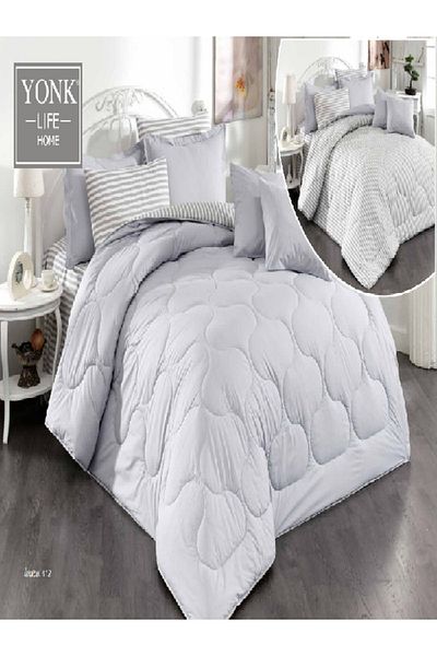 Zarif Home Classic Ranforce Double Silicone Quilt - plain/striped