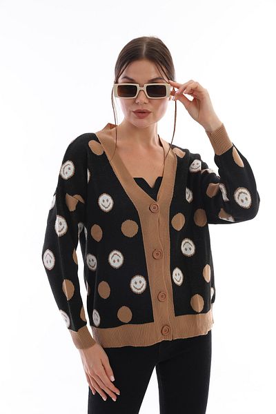Pinpery Brown Smiley Face Cardigan