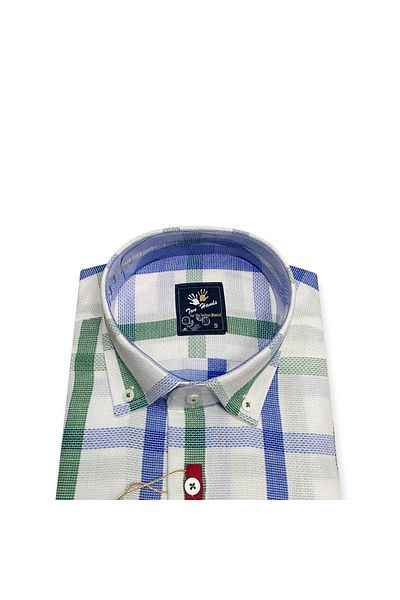 TWO HANDS Cămașă din bumbac fără buzunar pentru bărbați, slim fit, cu mânecă lungă, 352