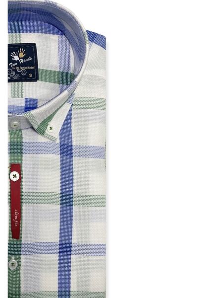 TWO HANDS Чоловіча сорочка Slim Fit, вузького крою, з довгими рукавами, без кишень, бавовняна, 352