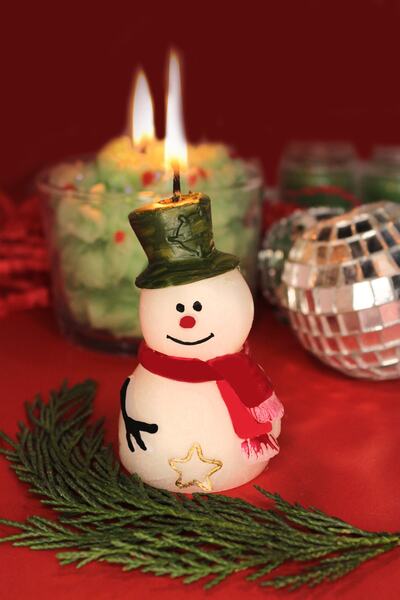 SANAT SEPET İŞLERİ Yılbaşı Seri El Yapımı Mini Kardan Adam Dekoratif Mum - Öz...