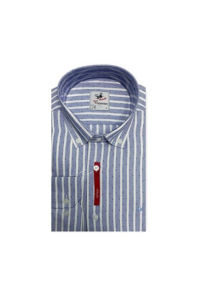 TWO HANDS Cămașă pentru bărbați, slim fit, cu mânecă lungă, fără buzunar, cu dungi 342