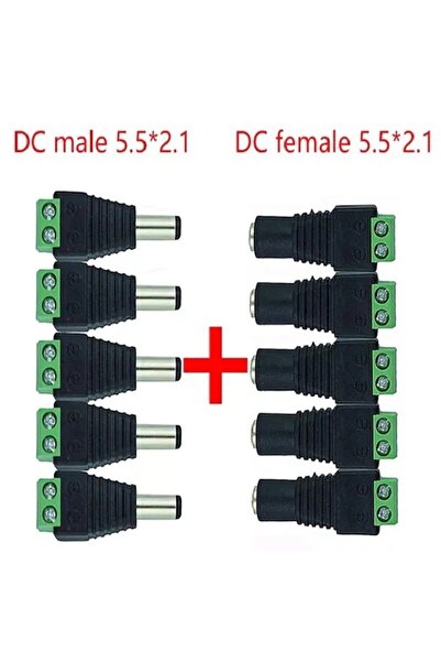 Genel Markalar Alıon 5 Set 2.1mm Dc Power Jak Dişi Erkek Fiş Adaptör Ucu Klem...