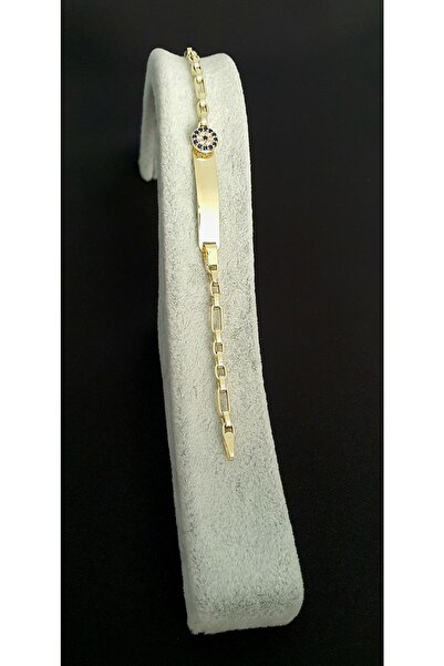 Goldlife jewellery Bebek Altın 14 Ayar Nazar Boncuklu Isimlikli Künye