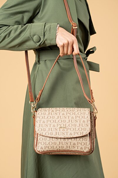Just Polo حقيبة كتف صغيرة بحزام مزدوج للنساء