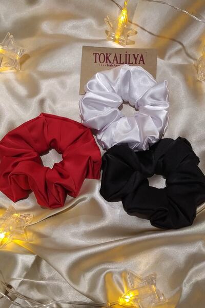 TOKALİLYA Kadın Lastikli Saten Simit Toka Seti 3lü