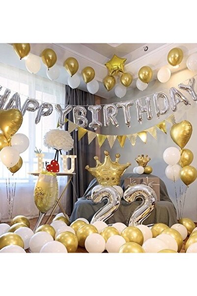 MFM Σετ γενεθλίων με ασημένιο μπαλόνι για πάρτι γενεθλίων