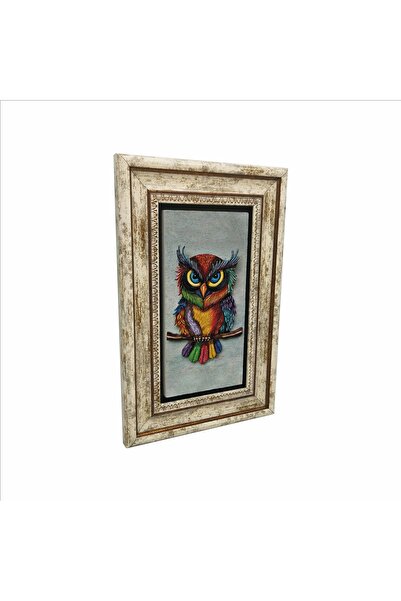 Sadrazam Tablou cu piatră naturală imprimată cu bufniță (20cmx30cm) (drg-104)