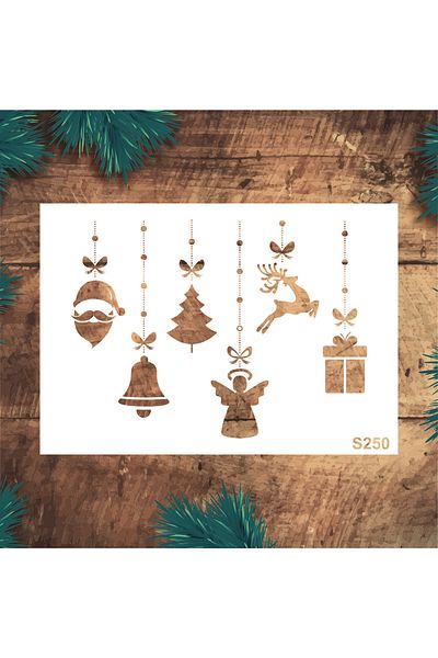 STENCİLTASARIM S250 New Year Wall Wooden Glass Painting Pattern