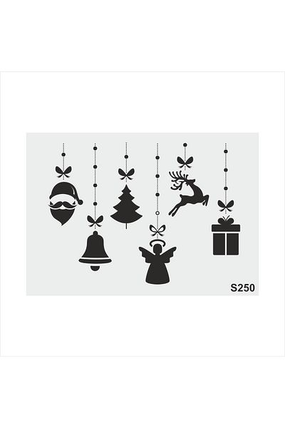 STENCİLTASARIM S250 New Year Wall Wooden Glass Painting Pattern