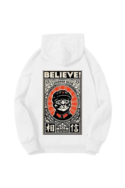 HERMANİTA Unisex Believe Kangaroo Oversize Sweatshirt