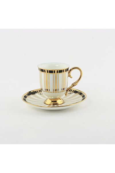 Kosova Porselen Ayaklı Kahve Fincan Takımı 6 Li Beyaz