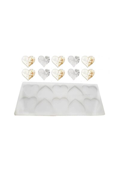 TT Tahtakale Toptancıları Epoksi Reçine Silikon Kalıp Çoklu Kalp Magnet Kalıbı Seri Döküm Kalıbı 6 Cm 10 Lu