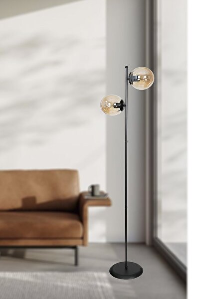 MG HOME Tasarım Tek Ayaklı Lambader 2.li Lambader Siyah Lisa