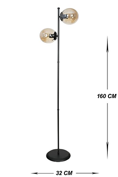 MG HOME Tasarım Tek Ayaklı Lambader 2.li Lambader Siyah Lisa