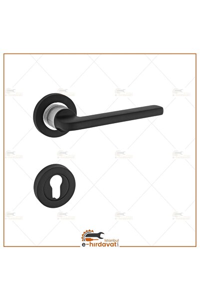 İstanbul E-Hırdavat Hisar Lux Mat Negru Cromat Rosetă Yale Mâner din oțel 1 set Mâner ușă de intrare pentru apartament