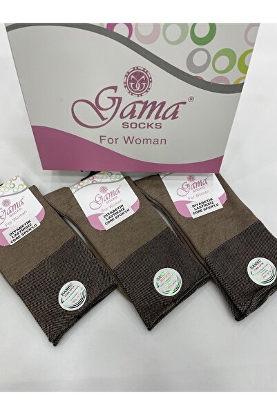 Gama Çorap 3 Pieces Bamboo 100% Natural Nylon-Free Elastic-Free (Diabetic) Thick Winter Women's Socks