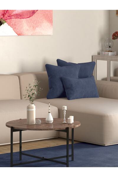 Pastel Velvet Textured Dark Blue Color Throw Pillow Pillow Case Suitable for Freedom Series Punch