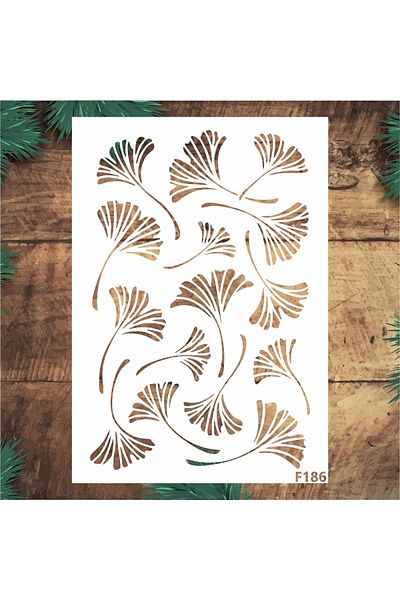 STENCİLTASARIM Stencil Design F186 Ginko Wall Wood Glass Painting Pattern